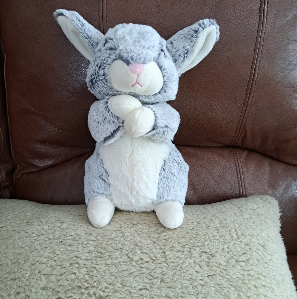 Plush Gray and White Bunny Toy